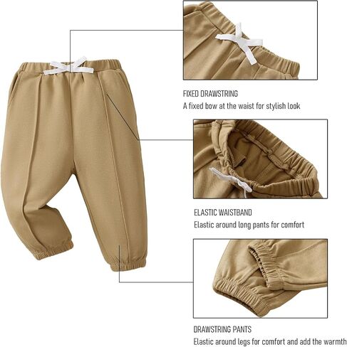 SOBOWO Baby Boy Sweatpants Jogger Pants Toddler Boys Solid Elastic Waist Letter Patched Active Bottoms Fall Winter Clothes in Saudi Arabia