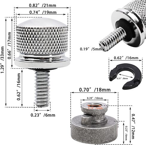 مجموعة أدوات مقعد الحاجز سريعة التحرير، 1/4"-20 مسمار مقعد/برغي + غطاء تثبيت + طقم صامولة لدراجة Harley Softail FLT Touring Road glide Road King Street Glide Electra Glide Sportster XL Dyna in Saudi Arabia