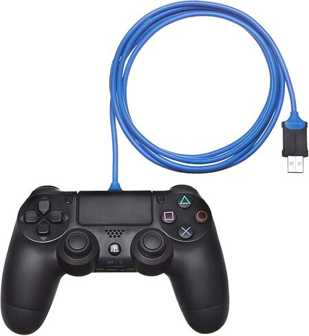 كابل شحن أمازون بيسكس لوحدة تحكم بلاي ستيشن 4 من مايكرو USB إلى USB-A، 6 أقدام، أزرق in Saudi Arabia