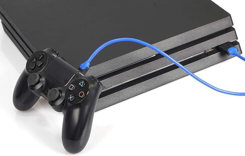 كابل شحن أمازون بيسكس لوحدة تحكم بلاي ستيشن 4 من مايكرو USB إلى USB-A، 6 أقدام، أزرق in Saudi Arabia