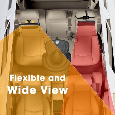 مرآة سيارة للأطفال مع ضوء - مرآة مقعد السيارة للوجه الخلفي للطفل مع حامل قابل للتعديل، جهاز تحكم عن بعد، مرآة مقعد خلفي مقاومة للكسر تدور 360 درجة للطفل in Kuwait