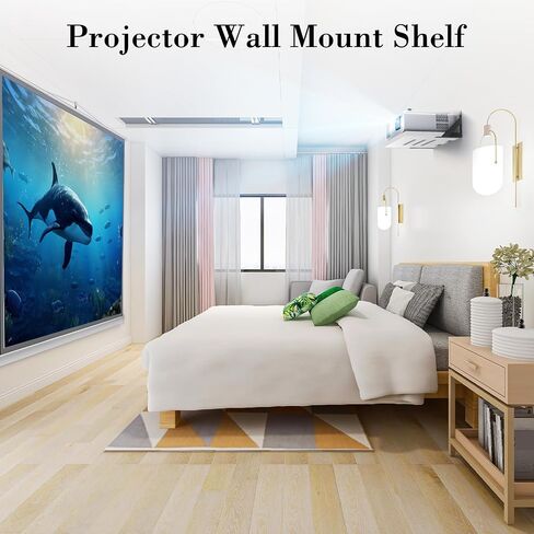 Projector Shelf/Modem Shelf/Router Shelf/Cable Box Wall Mount/Router Wall Mount, Projector Wall Mount Floating, White Projector Shelf for Wall with Cable Ties in Saudi Arabia
