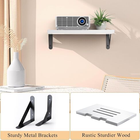 Projector Shelf/Modem Shelf/Router Shelf/Cable Box Wall Mount/Router Wall Mount, Projector Wall Mount Floating, White Projector Shelf for Wall with Cable Ties in Saudi Arabia
