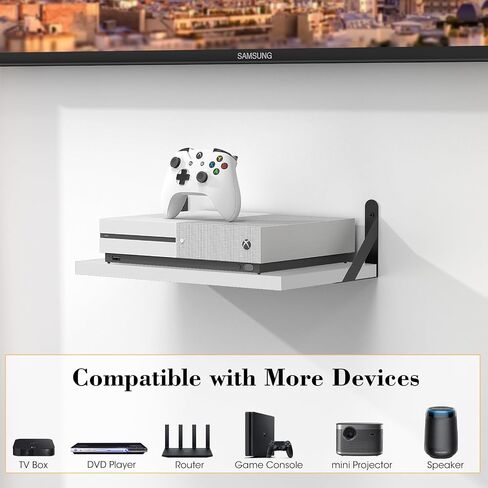 Projector Shelf/Modem Shelf/Router Shelf/Cable Box Wall Mount/Router Wall Mount, Projector Wall Mount Floating, White Projector Shelf for Wall with Cable Ties in Saudi Arabia