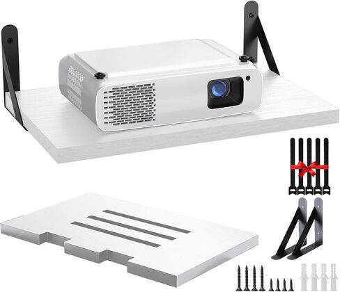 Projector Shelf/Modem Shelf/Router Shelf/Cable Box Wall Mount/Router Wall Mount, Projector Wall Mount Floating, White Projector Shelf for Wall with Cable Ties in Saudi Arabia