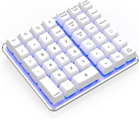 Left-Handed Mechanical Numeric Keypad, Hot-Swap LED Backlit Number Pad, Dual Mode USB C Keyboard, Expanded into a Left-Handed Keyboard Combined with a Standard Keyboard (White) in Saudi Arabia