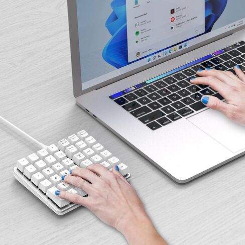 Left-Handed Mechanical Numeric Keypad, Hot-Swap LED Backlit Number Pad, Dual Mode USB C Keyboard, Expanded into a Left-Handed Keyboard Combined with a Standard Keyboard (White) in Saudi Arabia