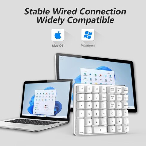 Left-Handed Mechanical Numeric Keypad, Hot-Swap LED Backlit Number Pad, Dual Mode USB C Keyboard, Expanded into a Left-Handed Keyboard Combined with a Standard Keyboard (White) in Saudi Arabia