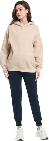 Foucome Maternity Fleece Lined Pants Winter Thermal Pregnancy Joggers Comfy Casual Sweatpants in Kuwait