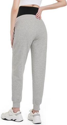 Foucome Maternity Fleece Lined Pants Winter Thermal Pregnancy Joggers Comfy Casual Sweatpants in Saudi Arabia