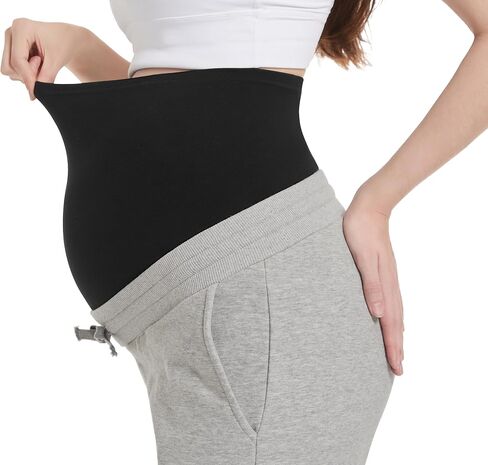 Foucome Maternity Fleece Lined Pants Winter Thermal Pregnancy Joggers Comfy Casual Sweatpants in Saudi Arabia