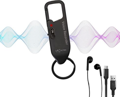 مسجل صوت TCTEC سعة 128 جيجابايت، مسجل صوتي نشط بسعة تسجيل تصل إلى 1500 ساعة، تقليل ضوضاء الصوت، متوافق مع USB-C، جهاز تسجيل للمحاضرات والاجتماعات والمقابلات. in Kuwait