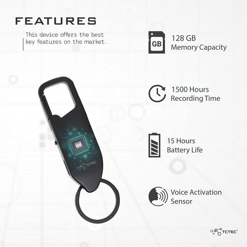128GB TCTEC Voice Recorder, Voice Activated Recorder with 1500 Hours Recording Capacity, Audio Noise Reduction, USB-C Compatible, Recording Device for Lectures, Meetings, Interviews. in Saudi Arabia