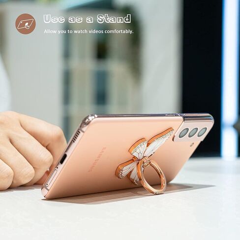 حامل بمقبض حلقي للهاتف الخلوي على شكل فراشة، حامل بمقبض حلقي للهاتف يدور 360 درجة، مسند إصبع معدني متوافق مع هواتف iPhone وSamsung Galaxy وLG Google Pixel وهواتف Android in Kuwait