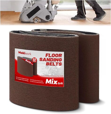 8 inch x 19 inch 60 Grit Sanding Belts, 12 Pack, EZ 8 Drum Sander Sandpaper Rolls for Woodworking and Floor Polishing, Aluminum Oxide Sander Sleeves in Saudi Arabia