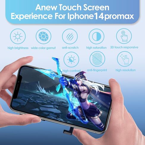 مجموعة استبدال الشاشة لهاتف iPhone 14 Pro Max FHD A2894 A2651 A2893 A2895 شاشة LCD ثلاثية الأبعاد تعمل باللمس مع مجموعة أدوات إصلاح مع واقي الشاشة in Kuwait
