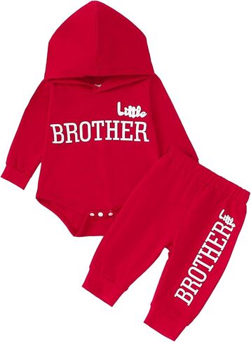 Baby Boy Clothes Newborn Boy Outfits Infant Letter Print Long Sleeve Romper Hoodies Pants Fall Winter Outfits in Kuwait