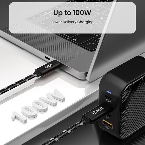 كابل INVZI USB 4 لكابل Thunderbolt 4 النشط 3.3FT (1 متر) [معتمد من USB-IF]، كابل TB4 بسرعة 40 جيجابت في الثانية مع شحن 100 واط و8K، 5K@60 هرتز أو فيديو مزدوج 4K متوافق مع MacBook Pro، Apple Studio Display in Kuwait