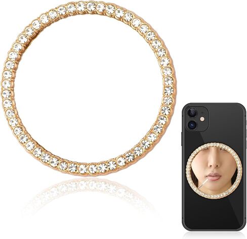 Mirror Decal for Smartphone, Adhesive Mirror Phone Charm Sticker Diamond Bling Stick-on Make up Mirror Back of Phone Mirror Decal for Phone Case in Saudi Arabia