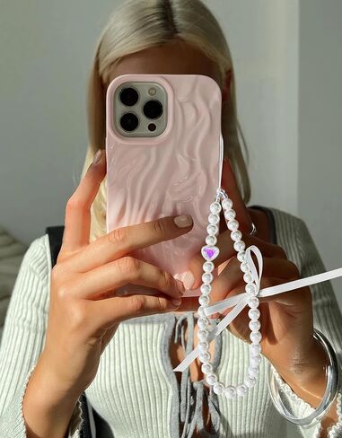 S.J JEWELRY Phone Charm Pearl Beaded Phone Wrist Strap for Women Handmade Ribbion Bow Phone Lanyard Phone Wristlet Cell Phone Accessories in Saudi Arabia