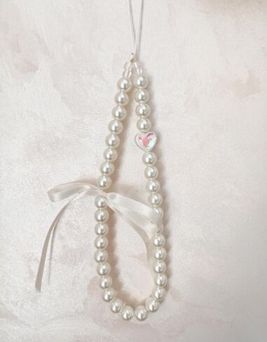 S.J JEWELRY Phone Charm Pearl Beaded Phone Wrist Strap for Women Handmade Ribbion Bow Phone Lanyard Phone Wristlet Cell Phone Accessories in Saudi Arabia