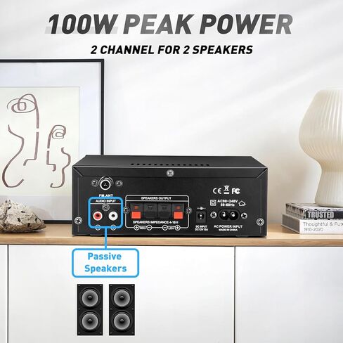 AK45 Pro Home Audio Amplifier Receivers with Bluetooth 5.0-2 Channel 30W Power Home Theater Stereo with USB, SD, FM, 2 Mic in,Stereo Audio Amplifier Receivers for Studio,Home,Karaoke in Kuwait