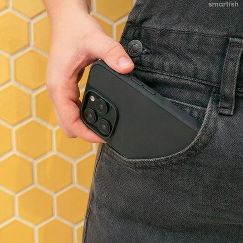 حافظة Smartish® iPhone 16 Pro المغناطيسية - Gripmunk متوافقة مع MagSafe [خفيفة الوزن + واقية] غطاء نحيف ورقيق مع بطانة من الألياف الدقيقة لهاتف Apple iPhone 16 Pro - Black Tie Affair in Kuwait