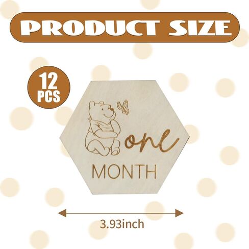 Winnie Baby Announcement Sign Newborn Sign Wooden Hexagon Announcement Sign For Photo Prop Baby Shower Nursery Gift（12PCS） in Kuwait