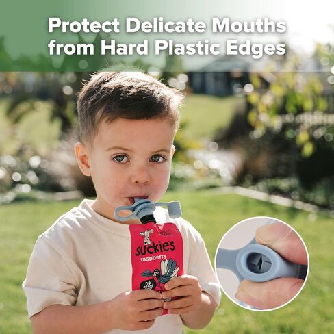 haakaa Multi-Functional Silicone Spout,No Spill Silicone Bottle Topper Spout,Baby Pouch Topper,100% Food Grade Silicone,BPA Free,4 Pack in Saudi Arabia