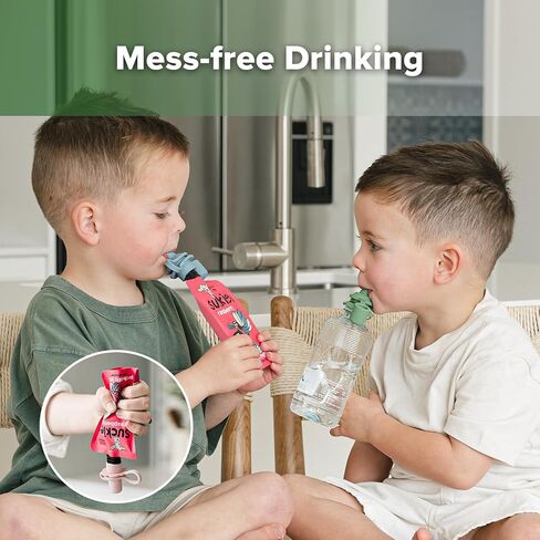 haakaa Multi-Functional Silicone Spout,No Spill Silicone Bottle Topper Spout,Baby Pouch Topper,100% Food Grade Silicone,BPA Free,4 Pack in Saudi Arabia