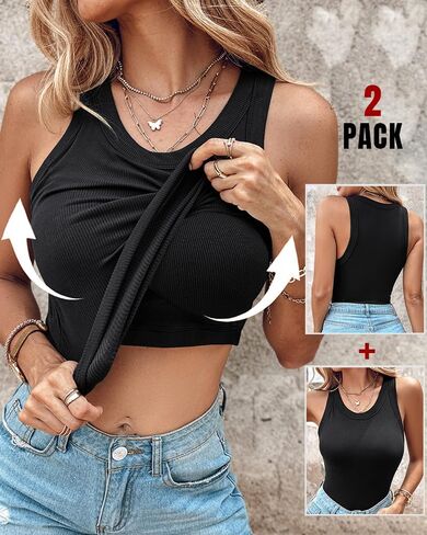CHICME 2 قطعة تانك القمم مع المدمج في حمالات الصدر الرياضية تانك القمم للنساء مضلع تانك القمم اللياقة البدنية تجريب الجري in Kuwait