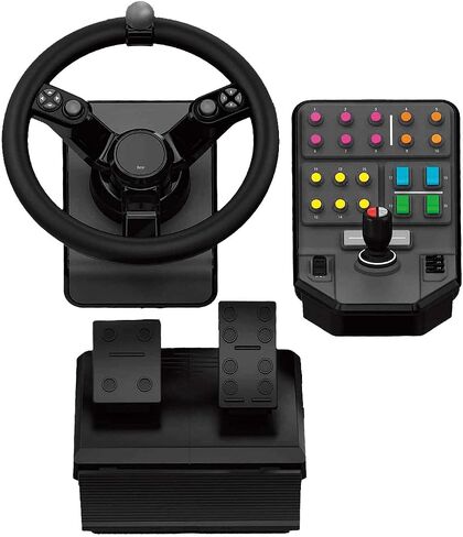 مجموعة المعدات الثقيلة Logitech G Farm Simulator (الجيل الثاني)، وحدة التحكم في عجلة القيادة لمحاكاة المزرعة 19 (أو أكبر)، العجلة، الدواسات، سطح التحكم في اللوحة الجانبية للمركبة للكمبيوتر الشخصي/PS4 (متجدد) in Saudi Arabia