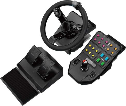 مجموعة المعدات الثقيلة Logitech G Farm Simulator (الجيل الثاني)، وحدة التحكم في عجلة القيادة لمحاكاة المزرعة 19 (أو أكبر)، العجلة، الدواسات، سطح التحكم في اللوحة الجانبية للمركبة للكمبيوتر الشخصي/PS4 (متجدد) in Saudi Arabia