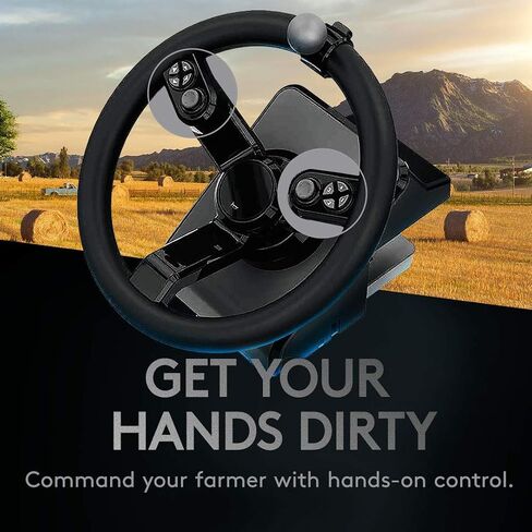 مجموعة المعدات الثقيلة Logitech G Farm Simulator (الجيل الثاني)، وحدة التحكم في عجلة القيادة لمحاكاة المزرعة 19 (أو أكبر)، العجلة، الدواسات، سطح التحكم في اللوحة الجانبية للمركبة للكمبيوتر الشخصي/PS4 (متجدد) in Saudi Arabia