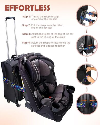 Slohif Car Seat Luggage Strap for Suitcase - Carseat Travel Belt with Buckle Attach to Carry On Luggage Cartoon Airport Stroller Strap Adjustable,Tree in Saudi Arabia