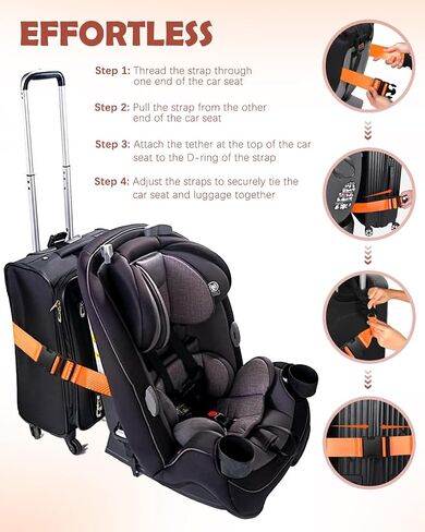 Slohif Car Seat Luggage Strap for Suitcase - Carseat Travel Belt with Buckle Attach to Carry On Luggage Cartoon Airport Stroller Strap Adjustable,Tree in Saudi Arabia