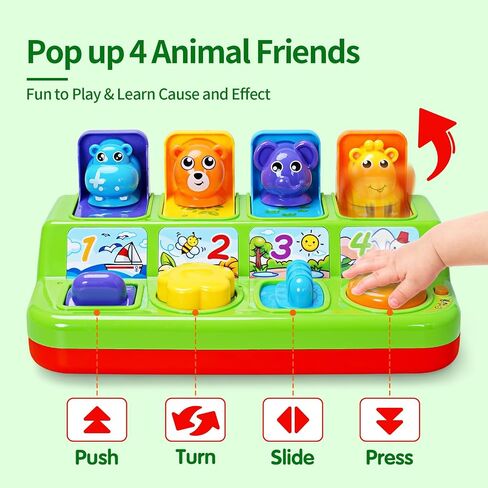 FS Toddler Pop Up Toy with Music and Light, Cause and Effect Toys for 6 9 12 18 Month Old Baby Toys, Early Learning Educational Toys for 1 2 3 Year Old Boy and Girls Gifts in Saudi Arabia