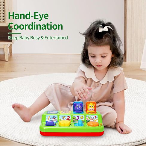 FS Toddler Pop Up Toy with Music and Light, Cause and Effect Toys for 6 9 12 18 Month Old Baby Toys, Early Learning Educational Toys for 1 2 3 Year Old Boy and Girls Gifts in Saudi Arabia