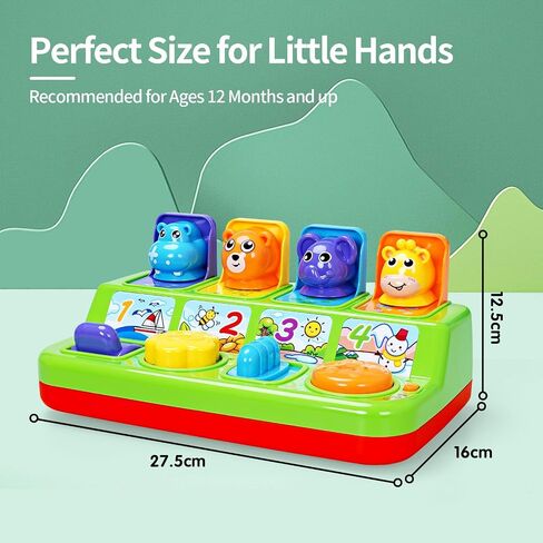 FS Toddler Pop Up Toy with Music and Light, Cause and Effect Toys for 6 9 12 18 Month Old Baby Toys, Early Learning Educational Toys for 1 2 3 Year Old Boy and Girls Gifts in Saudi Arabia