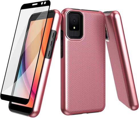 حافظة هاتف Ailiber لـ TCL K11، مع واقي شاشة، طبقة حماية مزدوجة ضد الصدمات، مصد من السيليكون غير قابل للانزلاق، غطاء هاتف خلوي متين عالي التحمل لهاتف TCL K11-Rose Gold in Saudi Arabia