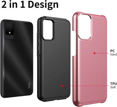 حافظة هاتف Ailiber لـ TCL K11، مع واقي شاشة، طبقة حماية مزدوجة ضد الصدمات، مصد من السيليكون غير قابل للانزلاق، غطاء هاتف خلوي متين عالي التحمل لهاتف TCL K11-Rose Gold in Saudi Arabia