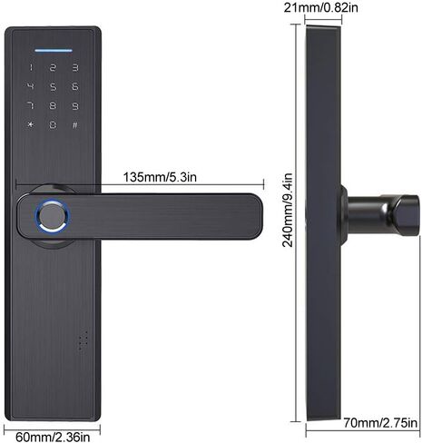 Fingerprint and Touchscreen Smart Lock, 4-in-1Home Security Smart Lock, Biometric Fingerprint Lock, Anti-Peeping Intelligent Security Smart Door Lock, Match Home Aesthetics (Black) in Saudi Arabia