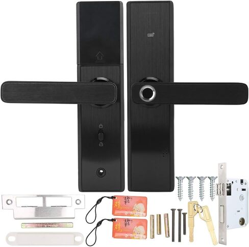 Fingerprint and Touchscreen Smart Lock, 4-in-1Home Security Smart Lock, Biometric Fingerprint Lock, Anti-Peeping Intelligent Security Smart Door Lock, Match Home Aesthetics (Black) in Saudi Arabia
