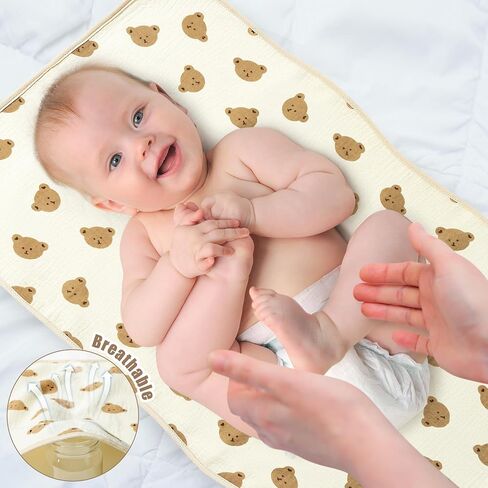 Zainpe 4Pcs Muslin Cotton Waterproof Changing Pad Liners & Washcloth Set Absorbent Leak Proof Baby Rainbow Bed Protector Washable Portable Diaper Changing Table Mat Gifts for Newborn 27.6" X 19.7" in Saudi Arabia