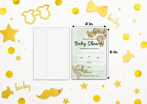 Baby Shower Cards Kit - Safari Jungle Set of 25 Baby Shower Invitations with Envelopes, Diaper Raffle Sign & Tickets, Thank You Postcards, Book Request Cards for Baby Shower - Dinosaur Themed Baby Shower Party Favor Decoration(07) in Saudi Arabia