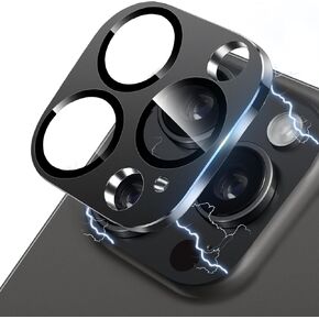 Camera Lens Protector for iPhone 14 Pro/iPhone 14 Pro Max Metal Camera Cover Film, 9H Tempered Glass, Anti-Scratch, Case Friendly - Black