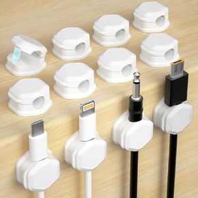 6 Pack Magnetic Cable Clips - Cord Holder - Cord Organizer for Desk - Magnetic Cord Organizer, Adhesive Wire Holder Keeper Organizer for Desk, Nightstand, Phone Charger, Computer, Home, Office, Car
