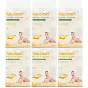 Newclears Baby Disposable Underpads Breathable Incontinence Diaper Changing Pads, 20 Count/Pack (23''x23'' - 6pack(120 Count))