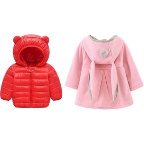 Urtrend Baby Girl's Kids Ears Pompom Jacket and Padded Puffer Coat