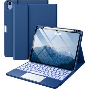 Compatible with iPad Air 11 inch & Air 5th/ Air 4th Generation Case with Keyboard - Multi-Touch Trackpad, 7-Color Backlit, Detachable Folio Keyboard Cover for Air 11 M2, Air 4/5 (Navy Blue)